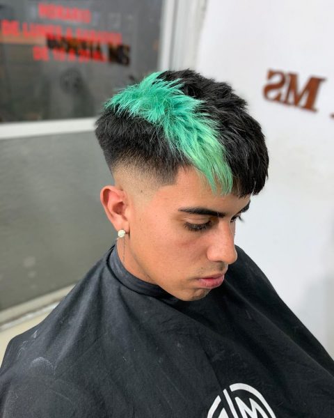 Messy Undercut with Green Line Design