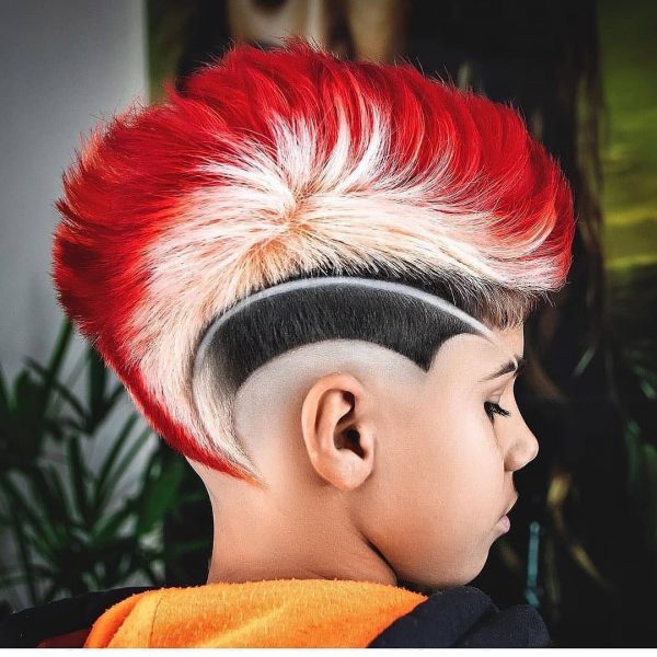 Mohawk Haircut with Hair Color Design for Boys