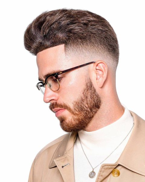 Pompadour Hairstyle with Full Beard