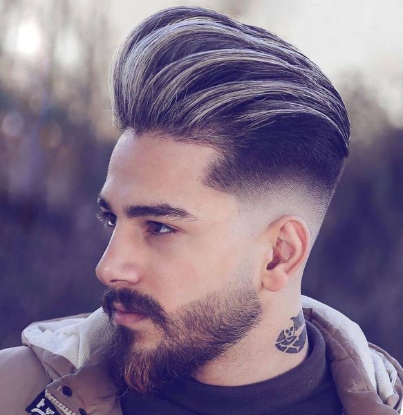 Pompadour Taper Fade Haircut for Males