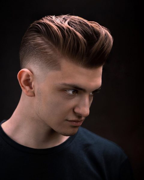 Slicked Back Taper Fade Haircut for Men