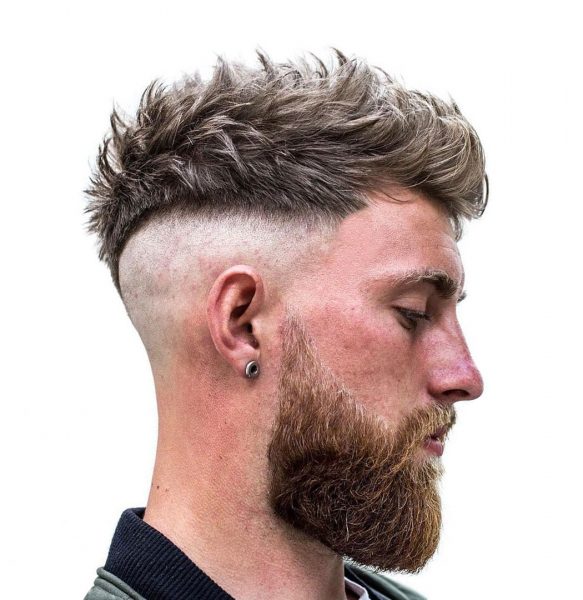 Spiky Top Undercut Haircut with Full Beard for Men
