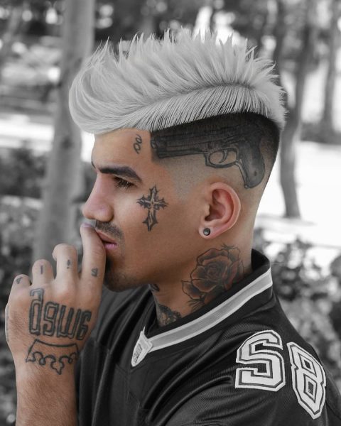 Taper Fade with Mohawk Hairstyle for Blonde Guys