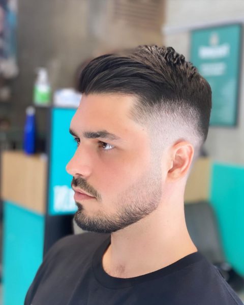High Fade + Side Part