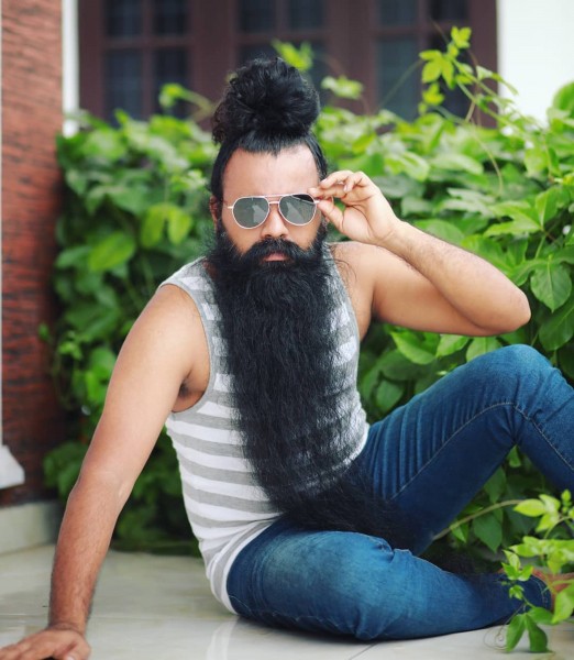 A crazy long beard for men.