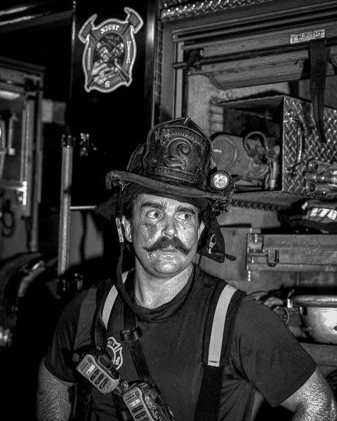 A firefighter handlebar mustache style.