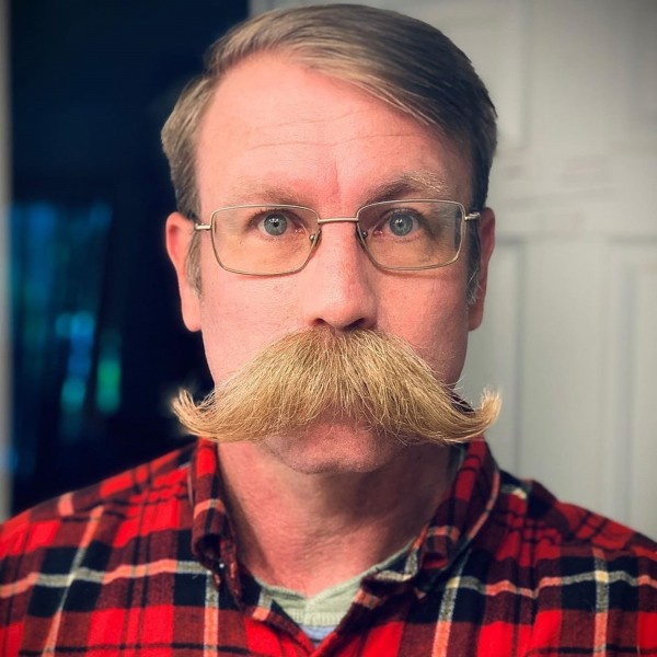 Walrus handlebar mustache for men.