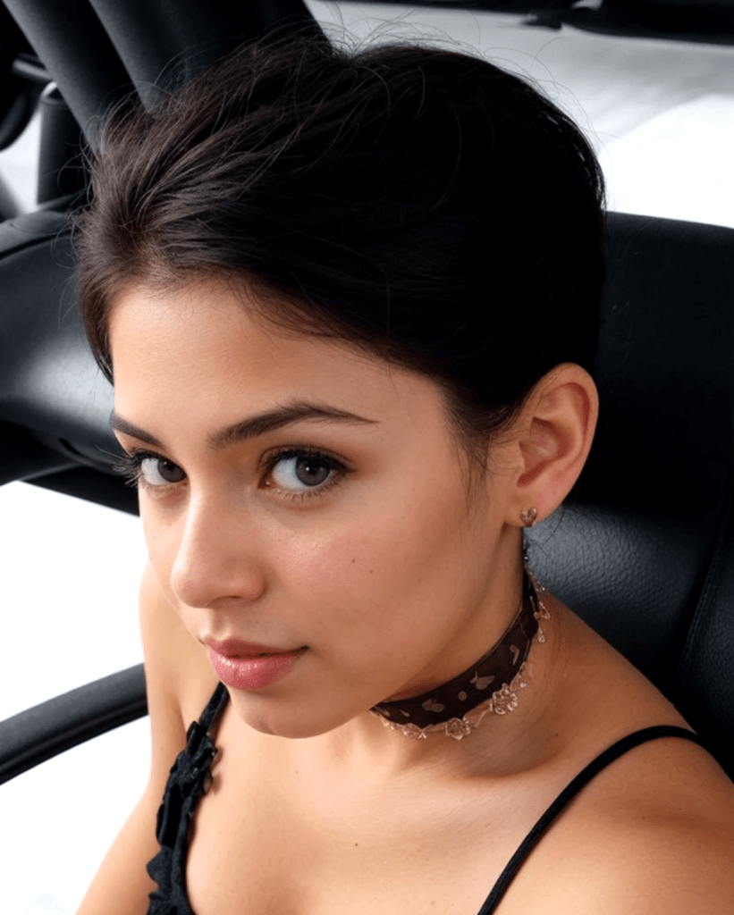 Brunette woman with sleek textured pixie haircut, elegant short summer hairstyle, June 2025